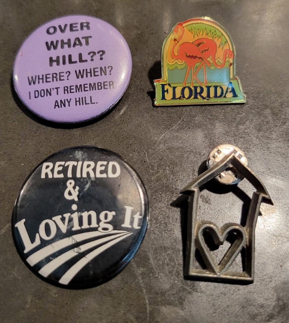 Lot of 4 Vintage Pins Florida 1997 Ann Clark Cookie Cutter Heart Home Pewter